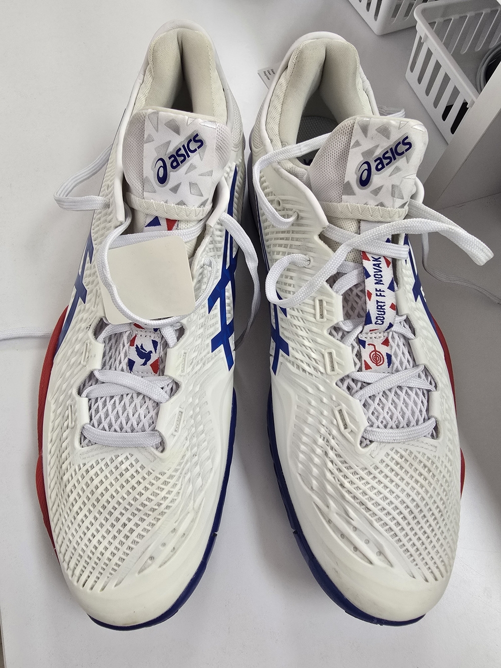 ASICS White, Blue & Red Men' Court Sneakers